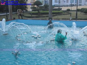 Đài phun nước tại trụ sở công an Quảng Ninh