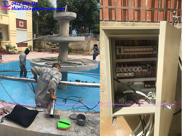 Đài phun nước xi măng tháp tràn 6