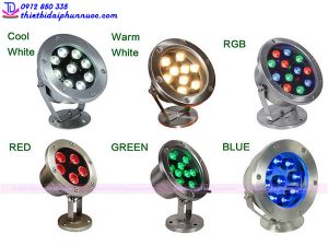 Đèn âm nước đổi màu và đơn sắc