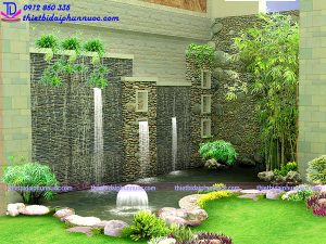 Tiểu cảnh sân vườn kết hợp thác nước mini 11