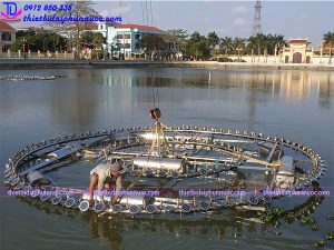 Thi công đài phun nước giữa hồ 8