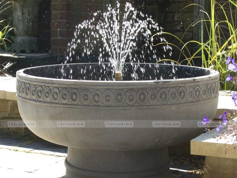 Đài phun nước bằng gốm dạng chậu tròn 