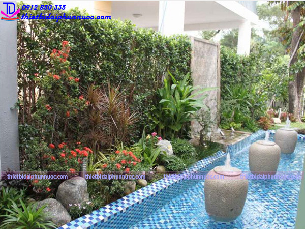 Đài phun nước kết hợp tiểu cảnh