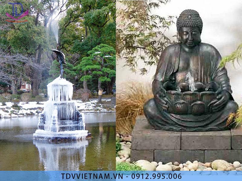 Khi mua đài phun nước phong thủy, các bạn cần quan tâm đến hình dáng và chất liệu. 